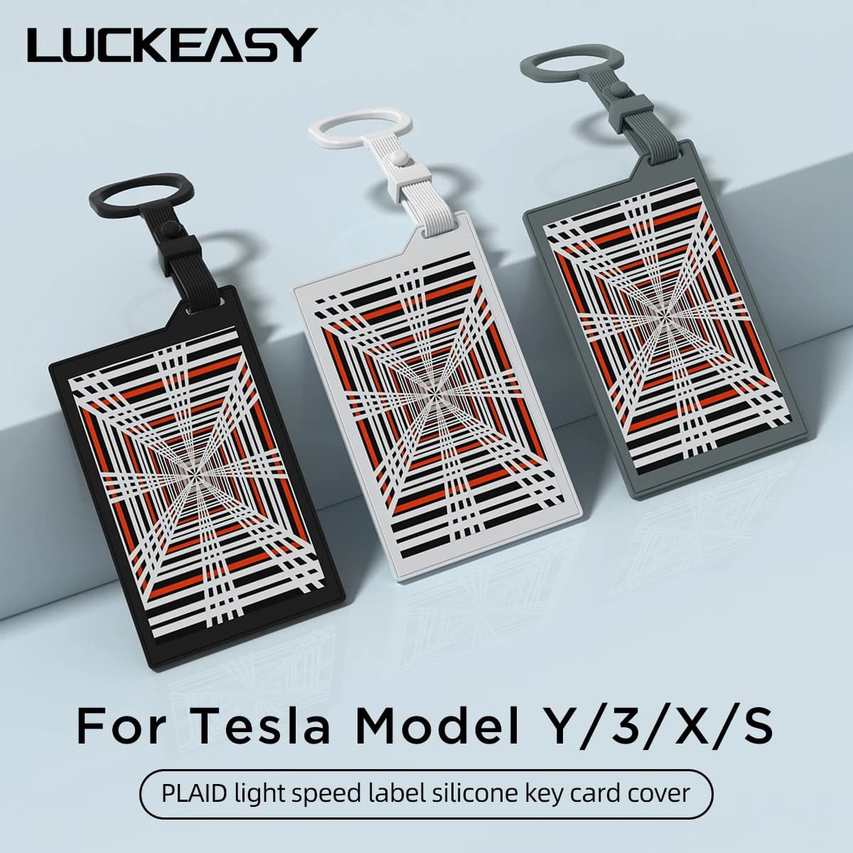Portatarjetas para Tesla Model 3 Y X S, funda protectora para tarjeta de llave de coche, accesorios para automóvil, etiqueta de velocidad de luz PLAID, funda de silicona para llave
