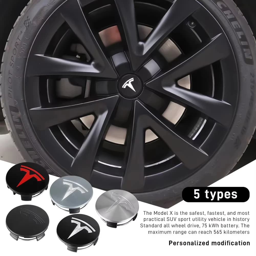 4 Uds. Para Tesla Model 3 Model S Model X Model Y Cybertruck Roadster insignia de coche centro de rueda tapacubos accesorios de cubierta estilo automático
