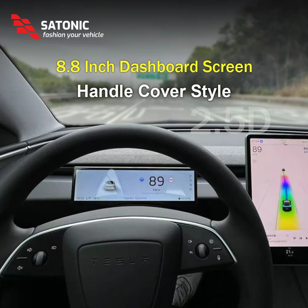 Pantalla inalámbrica SATONIC de 8.8'' con Cocheplay para Tesla Model 3 Highland y Y Juniper, compatible con cámara frontal y monitor de punto ciego.