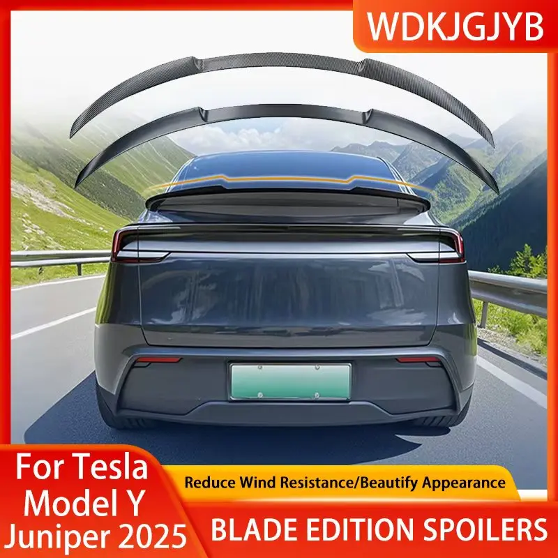 Para Tesla Model Y Juniper 2025 ABS, hoja de alerón estampada de fibra de Cochebono, ala de maletero de alto rendimiento, accesorios de modificación de coche