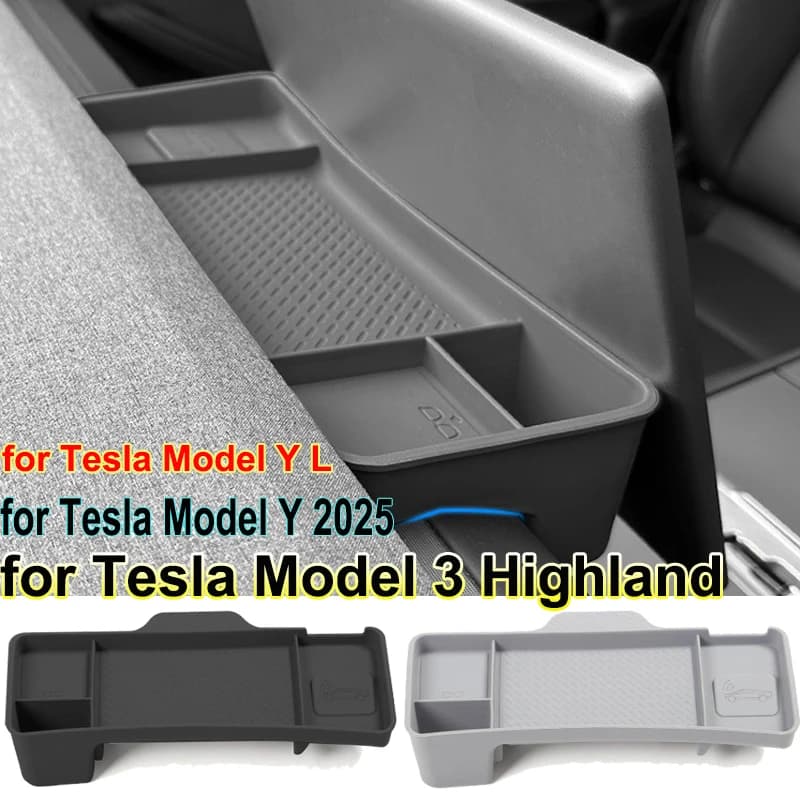 Bandeja de almacenamiento para tablero Tesla Model 3 Highland, Panel de silicona Model Y L 2026 2025, organizador trasero de pantalla, caja de pañuelos, soporte para gafas