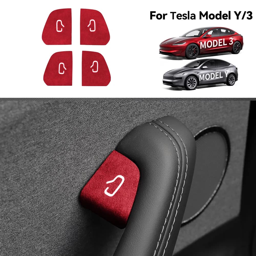 Pegatinas para Botones de Apertura de Puertas, Reposabrazos y Elevalunas para Tesla Modelo 3 Y Juniper Highland, Accesorios Interiores