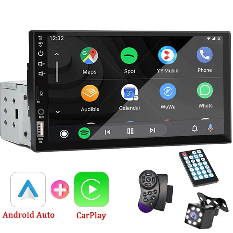 Tesla Radio de coche de 7 pulgadas, 1 Din, Cocheplay, Android, reproductor Multimedia para coche, pantalla táctil HD, entrada FM AUX, Bluetooth MirrorLink, Autoradio Universal