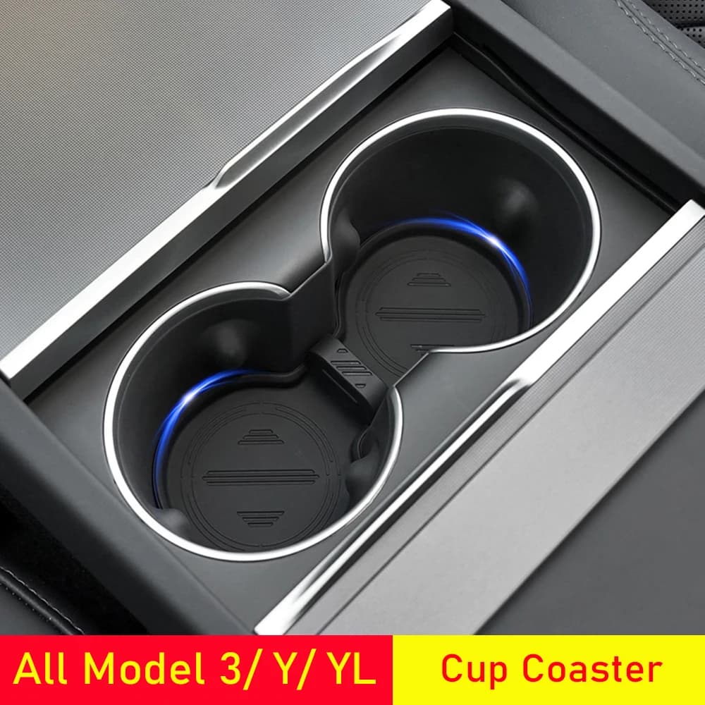 Alfombrilla para Portavasos Compatible con Todos los Modelos Tesla 3, Model Y, Model YL, Posavasos, Organizador para Consola Central, Accesorios para Auto 2021-2027