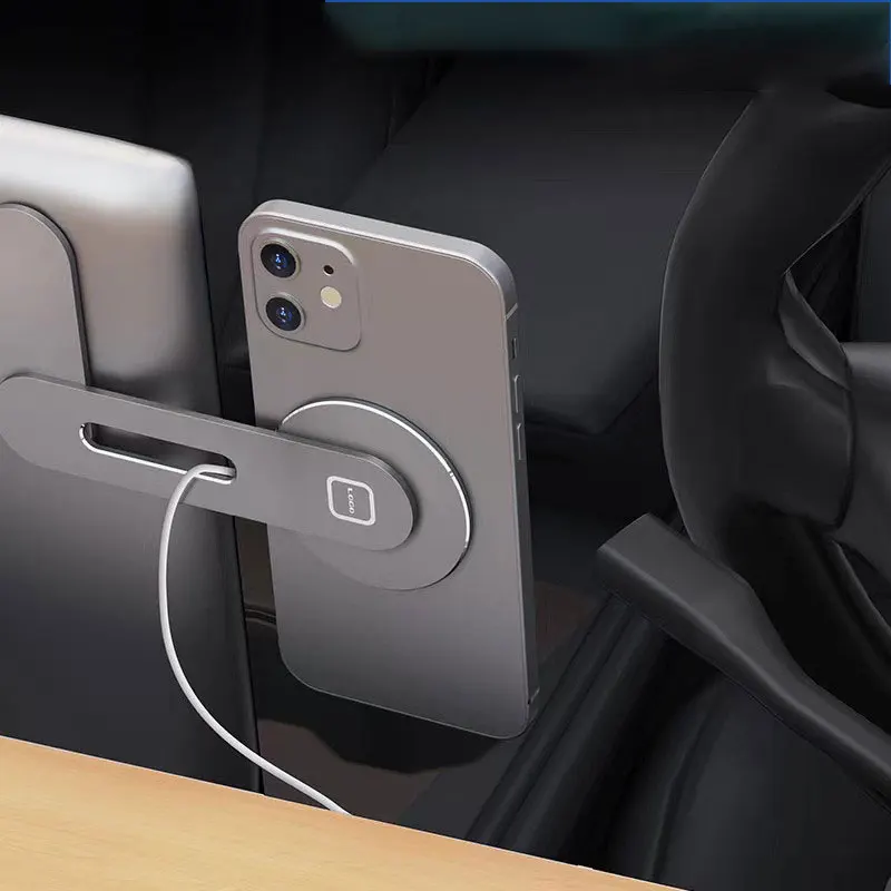 Soporte plegable Invisible para teléfono de coche, Cochegador inalámbrico magnético Magsafe Macsafe de 15W para Tesla Model 3 Y X S BYD Atto 3