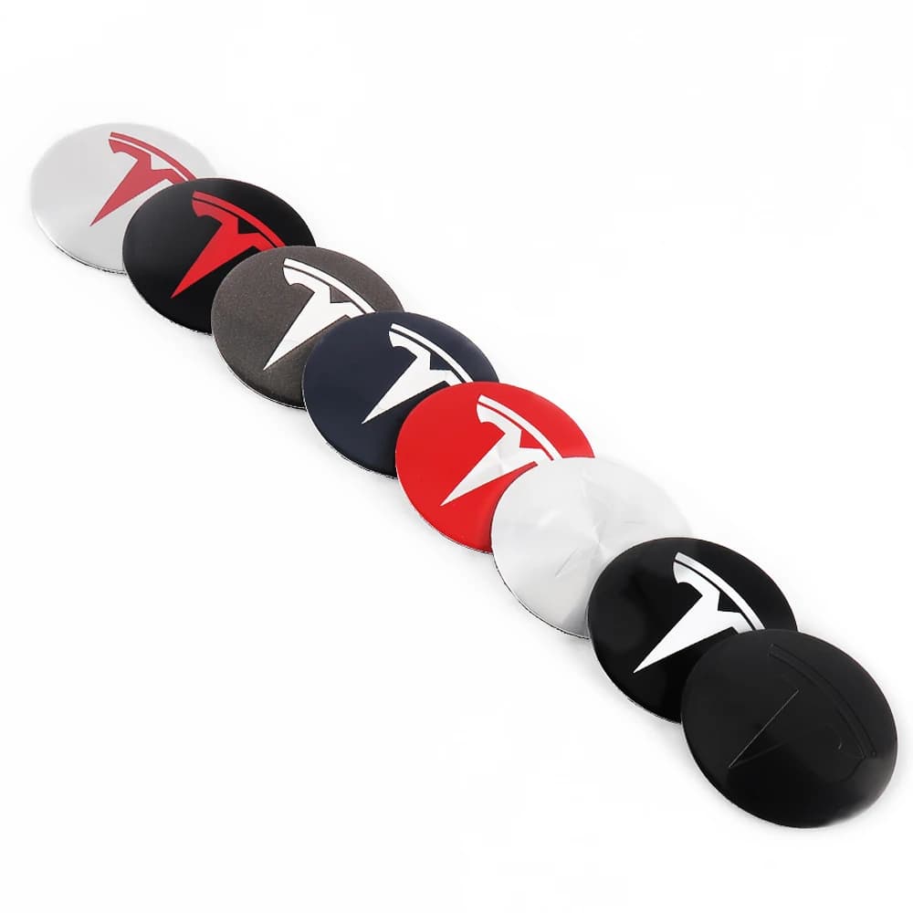4 Uds 56mm tapacubos de rueda de coche emblema tapacubos insignia pegatinas para Tesla modelo 3 modelo Y modelo S modelo X WYE accesorios de estilo automático