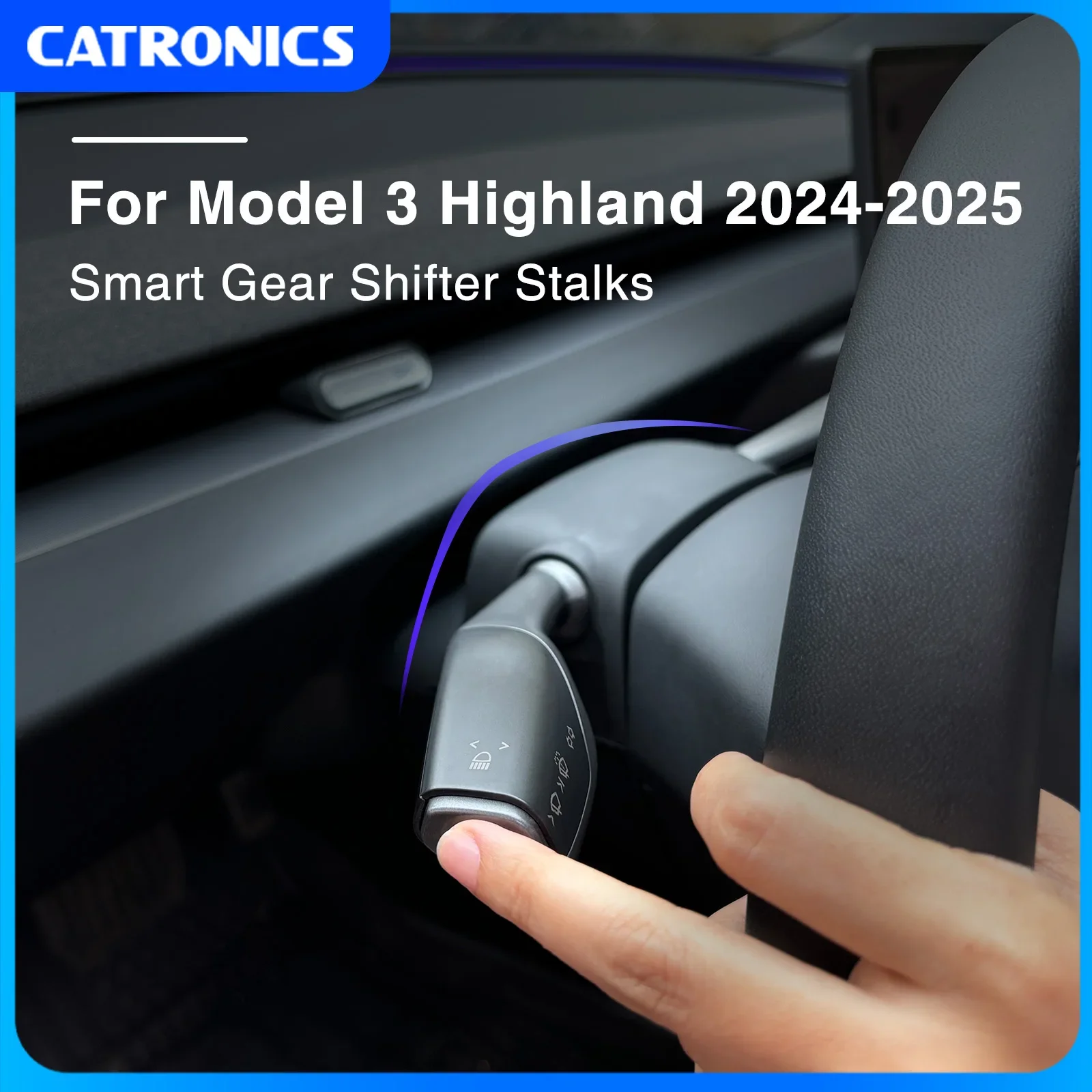 Catronics para Tesla Model 3 tallos giratorios de tierras altas palanca de cambios palanca de cambios señal limpiaparabrisas manija palanca de cambios kit de indicador