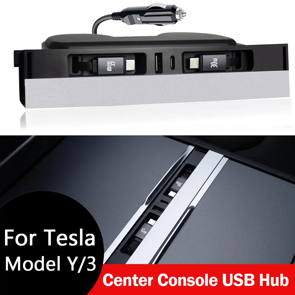 Para Tesla Model Y Juniper 2026, Consola Central Retráctil con Hub USB, Cochegador de Teléfono para Model 3 Highland, Estación de Cochega Rápida