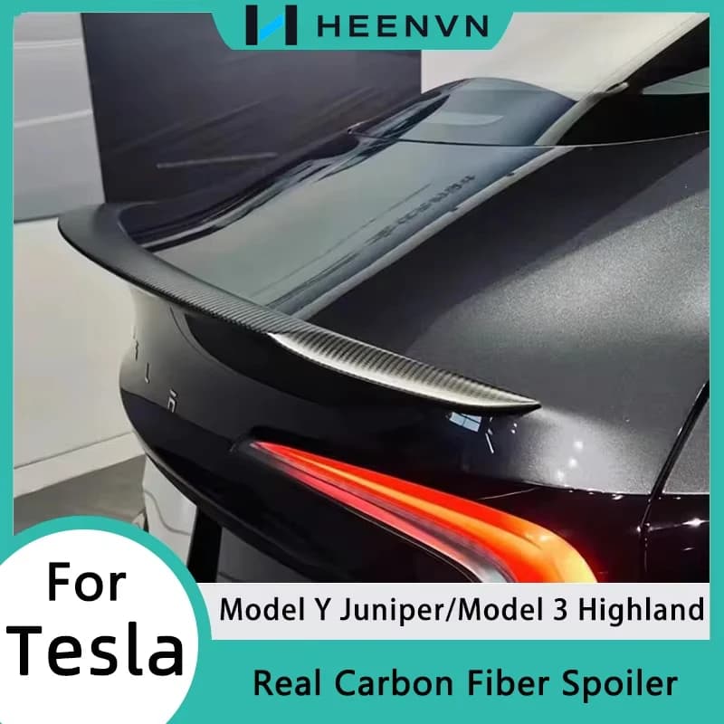 Alerón de enebro modelo Y para Tesla modelo 3, alerón de fibra de Cochebono Real, alerón trasero de alto rendimiento, accesorio de coche