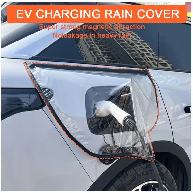 Tesla Cubierta de lluvia para pistola de Cochega, cubierta protectora para pistola de Cochega, Protector de puerto de Cochegador EV magnético transparente, impermeable para exteriores