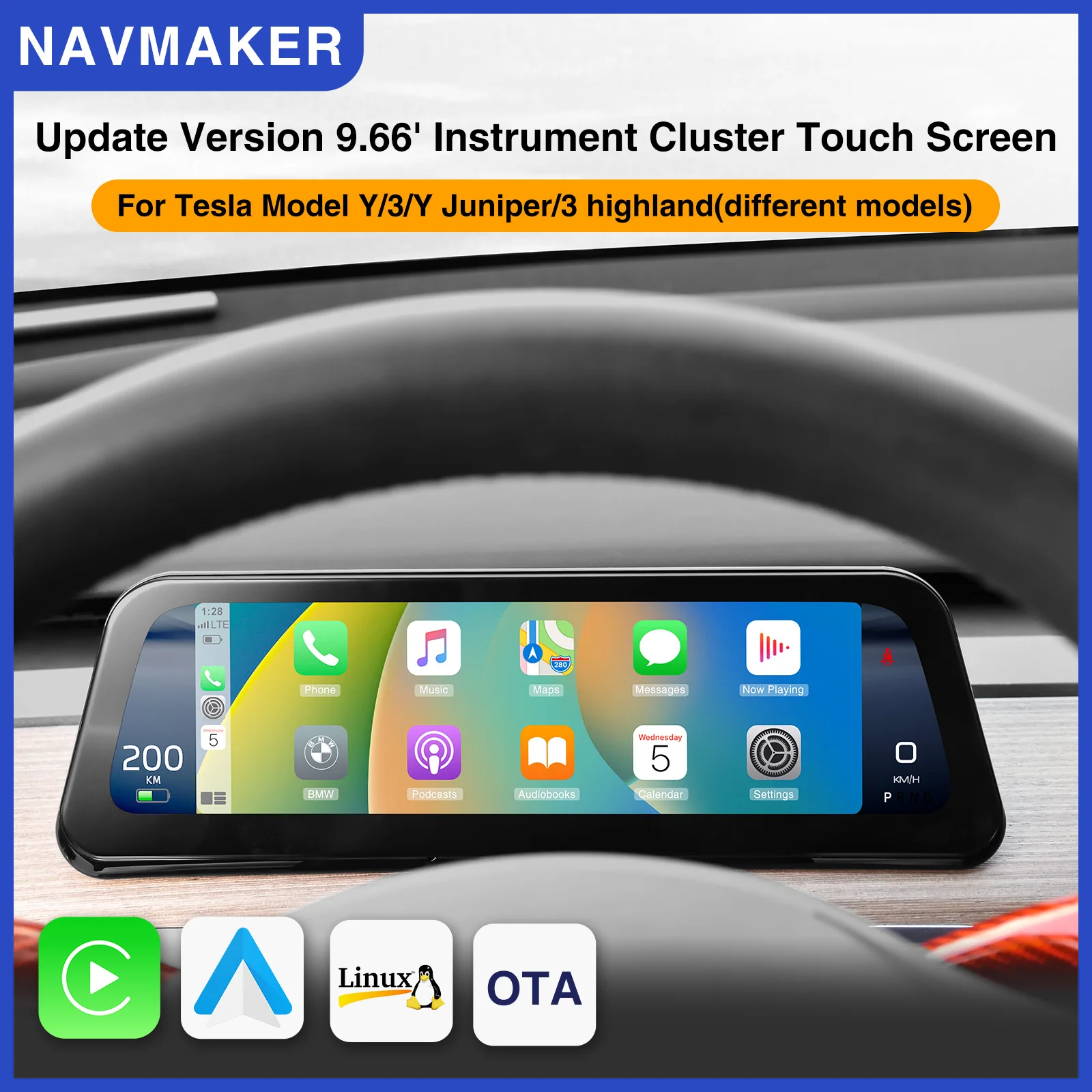 Modelo 3 HUD para Tesla Model Y grupo de instrumentos pantalla frontal velocímetro Cocheplay Head Up pantalla del controlador del Monitor del tablero alto