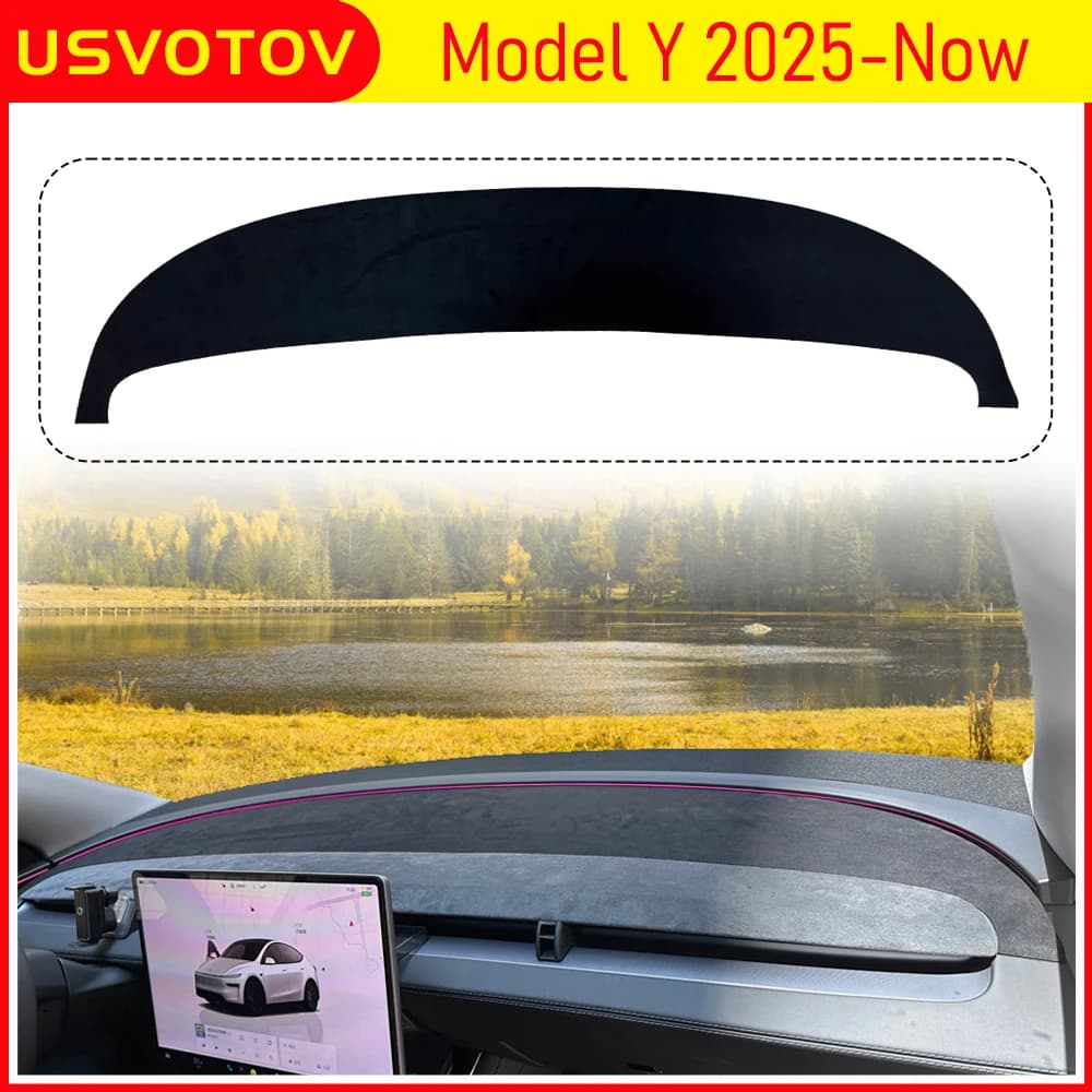 Para Tesla Model Y Juniper 2026 2025, cubierta para salpicadero, Protector de parasol de gamuza, alfombrilla Anti-UV para salpicadero, almohadillas antideslizantes, accesorios para coche