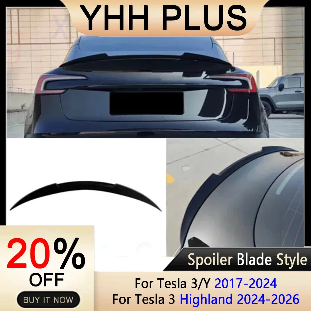 Alerón ABS para puerta trasera, ala de maletero, aspecto de fibra de Cochebono para Tesla Model 3/Y 2017-NOW, accesorios Model3 Highland 2024, piezas de automóvil