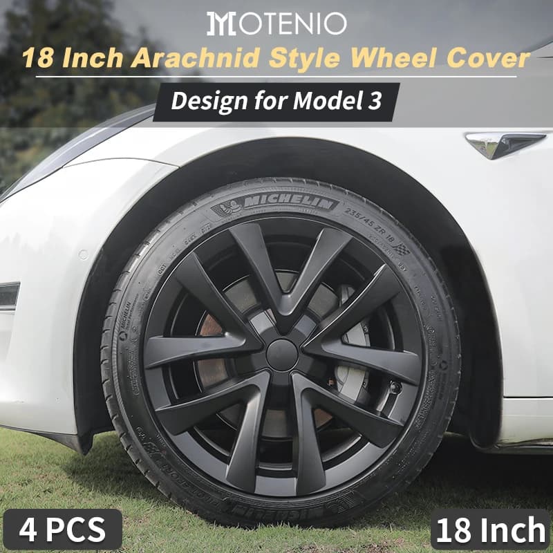 Tapacubos con diseño de 4 piezas para Tesla Model 3, cubierta de llanta completa 2023, 18 pulgadas, cubierta de rueda Arachnid, rendimiento, accesorios de repuesto para coche