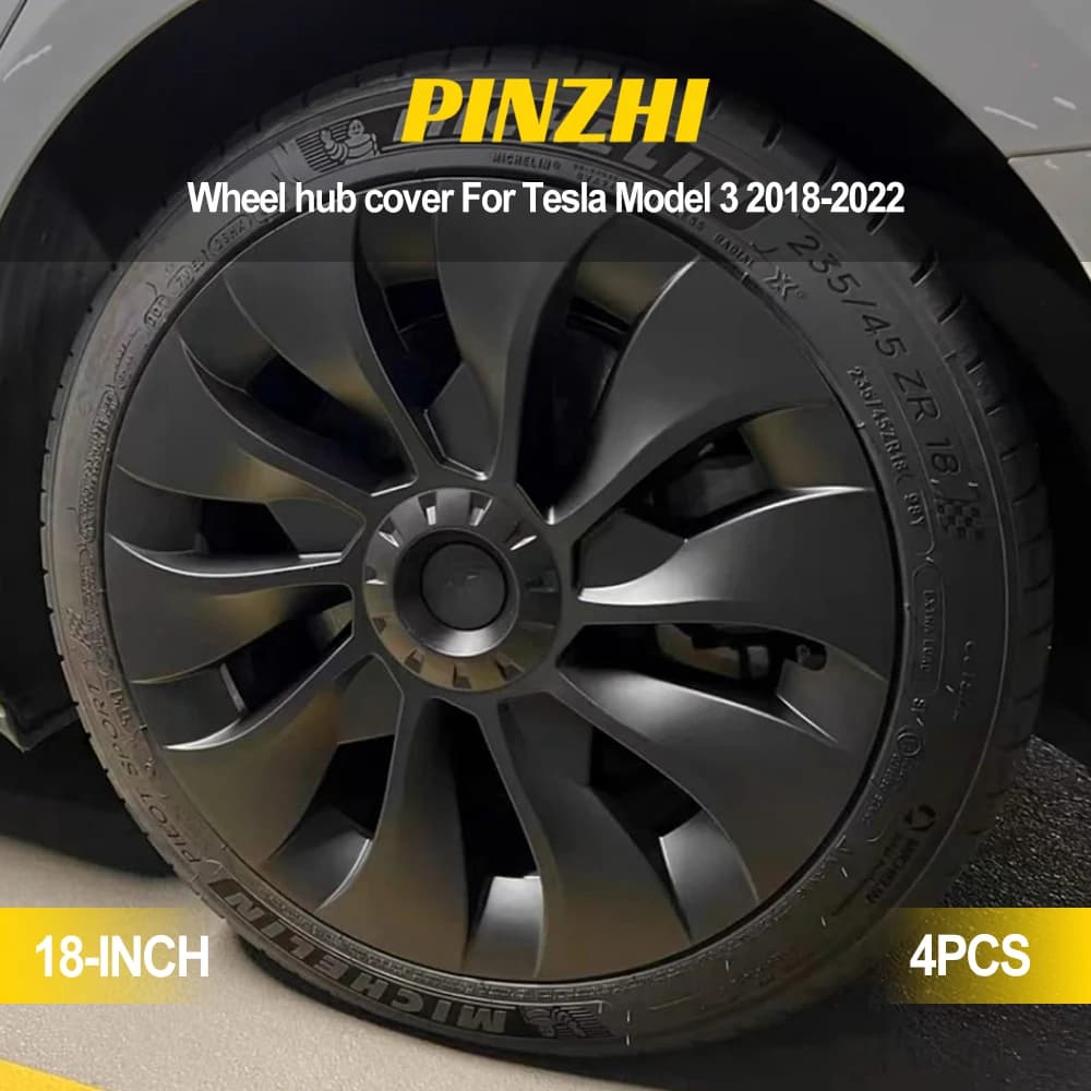 4 Uds tapacubos para Tesla Model 3 2021 2022 18 pulgadas tapa de rueda de repuesto de rendimiento accesorios de cubierta de llanta completa de automóvil