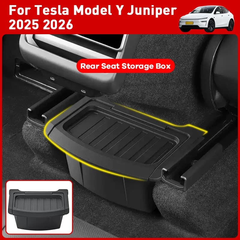 Caja de Almacenamiento para Asiento Trasero para Tesla Model Y Juniper 2020~2026, Organizador para Consola Central, Contenedor de Basura para Asiento Trasero, Accesorios