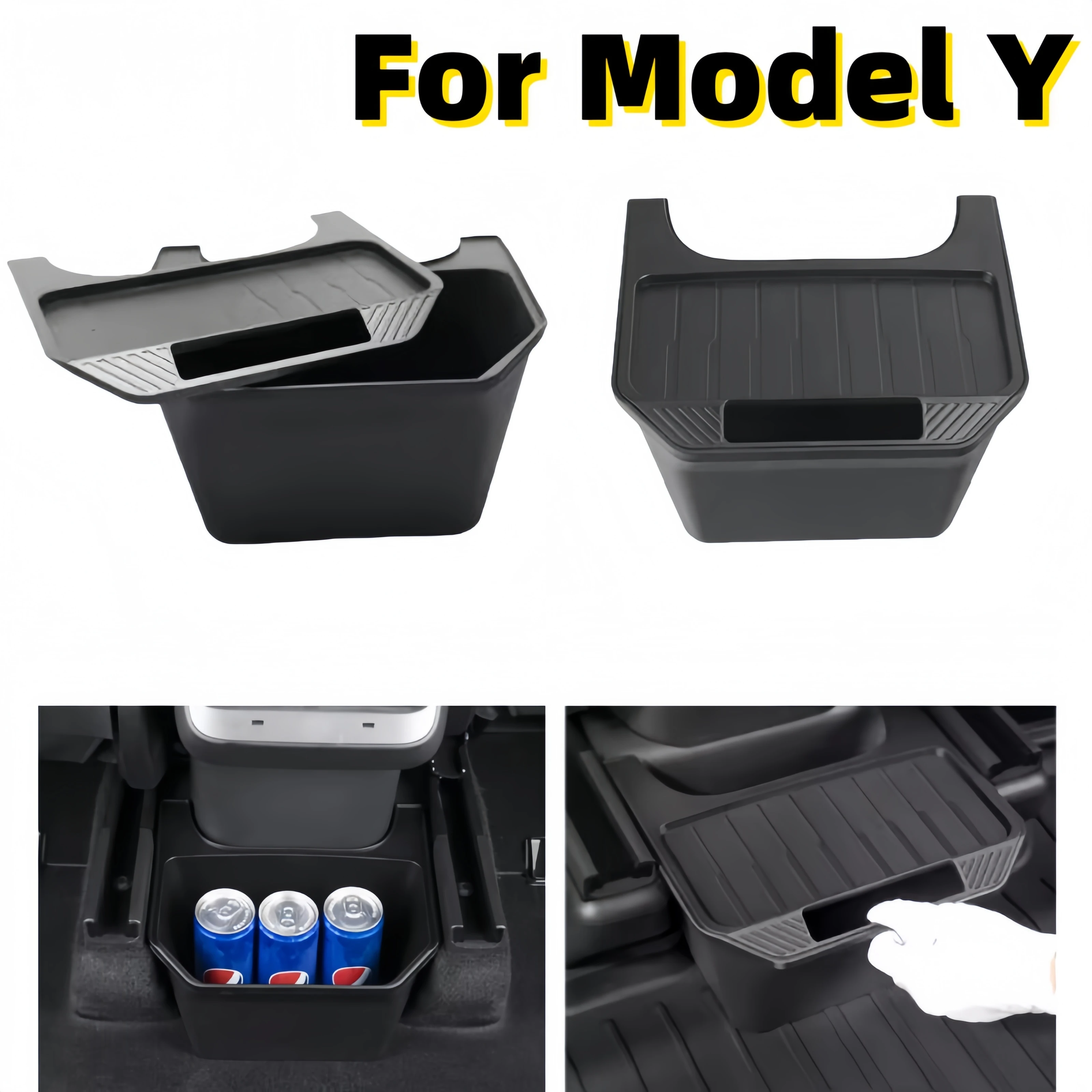 Caja organizadora de almacenamiento para Tesla Model 3 Y, asiento trasero, bote de basura debajo de la ventilación, consola central, accesorios interiores