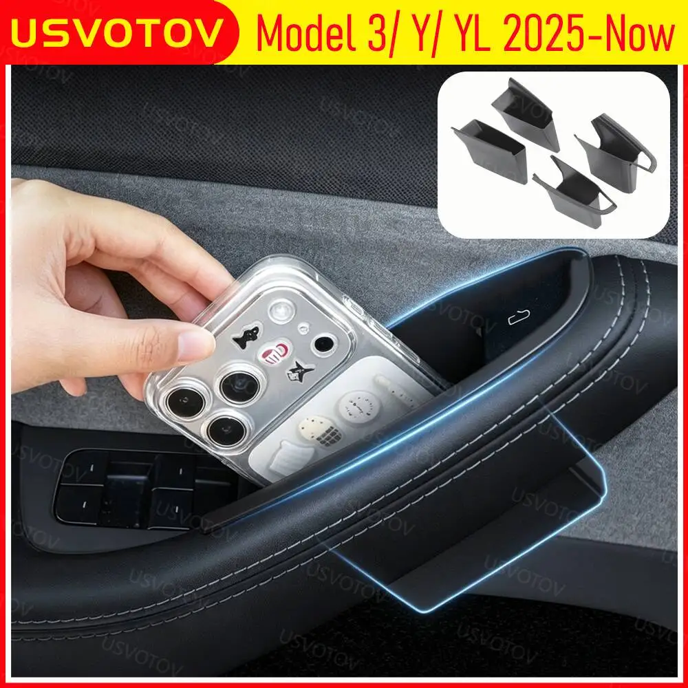 Caja de Almacenamiento Lateral para Puerta de Tesla Model 3 Y YL 2026 2025, Organizador para Consola Central, Accesorios de Viaje