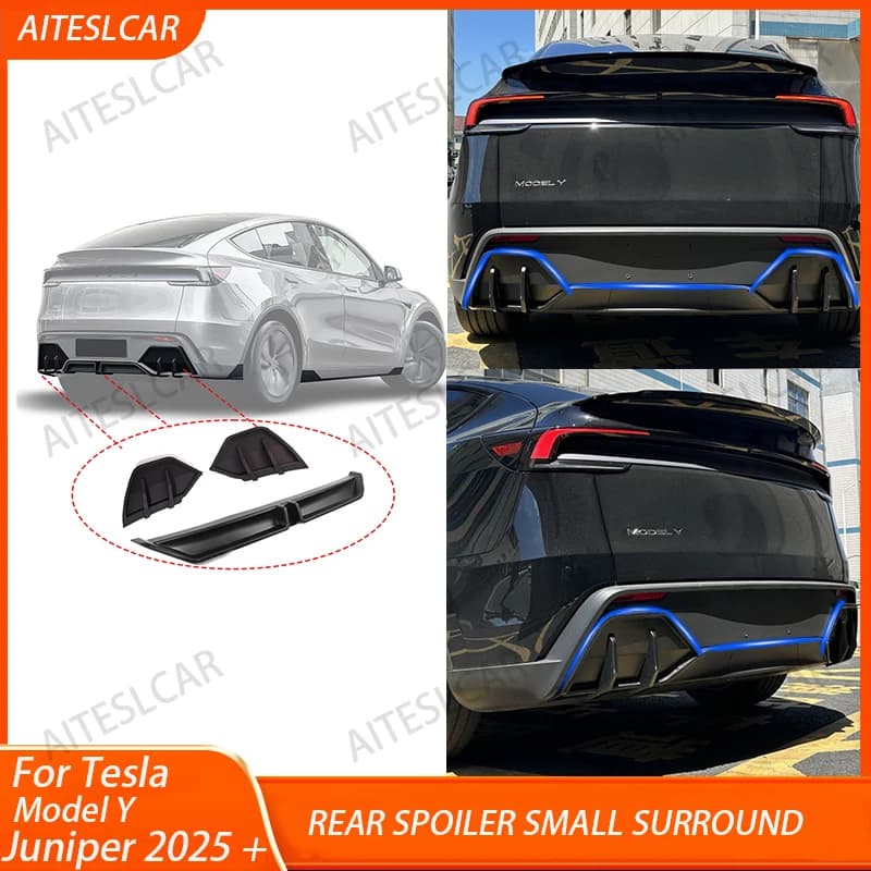 Para Tesla Nuevo Modelo Y Juniper 2025: Protector de Parachoques Trasero, Difusor y Cubierta de Fibra de Cochebono ABS - Accesorios