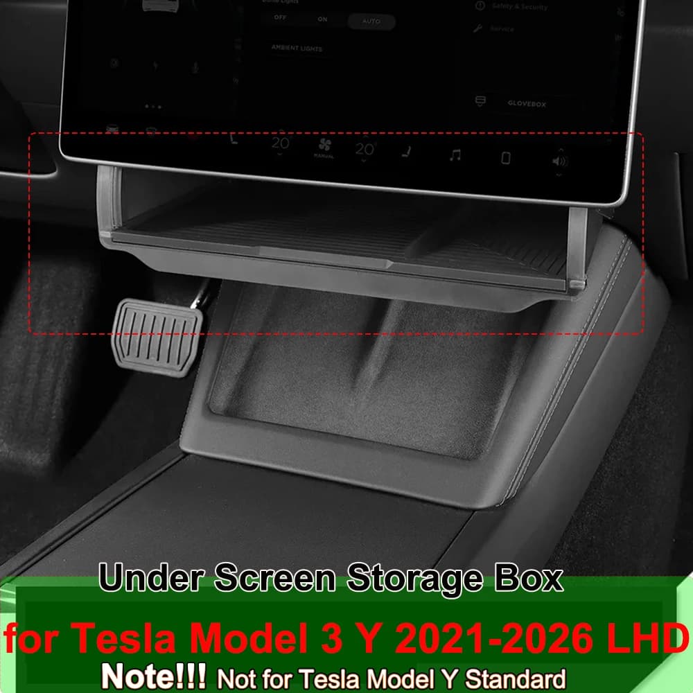 Para Tesla Model Y Juniper 2026 Model 3 Highland 2025 caja de almacenamiento oculta debajo de la pantalla detrás de la pantalla caja organizadora de la consola central