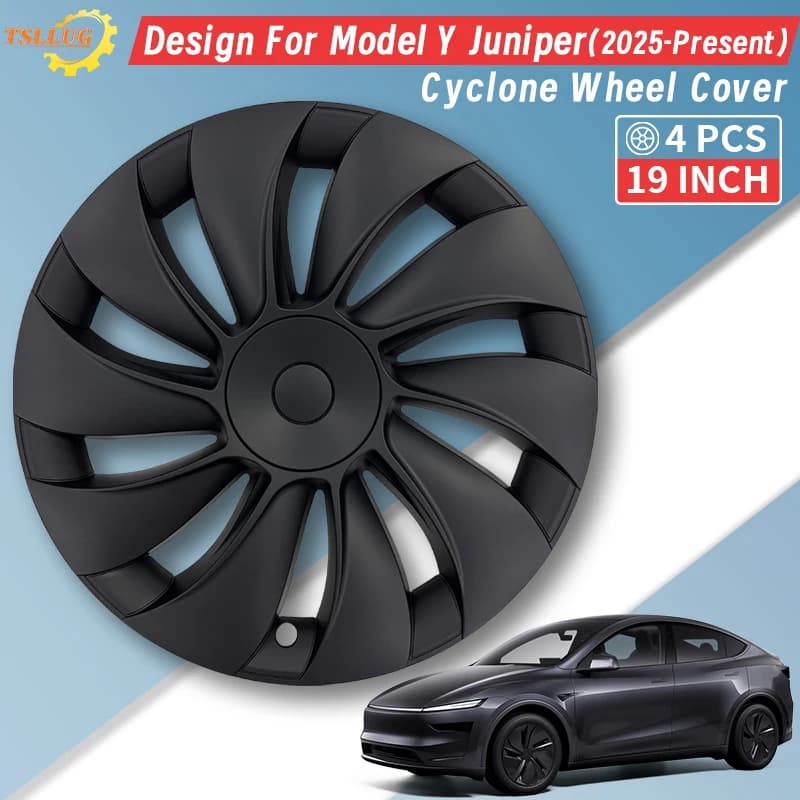 4 Uds. Tapacubos de 19 pulgadas para Tesla Model Y Juniper 2025 estilo ciclónico, tapacubos de automóvil, cubierta de ruedas de repuesto, accesorios de llanta completa