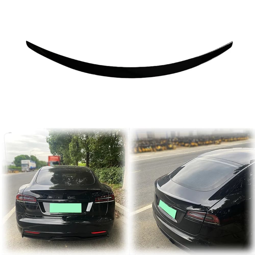 Cubierta de alerón trasero para coche Tesla, Kit de Cocherocería de aspecto de fibra de Cochebono negro brillante, Material ABS de alta calidad, 2012 a 2023